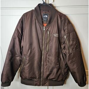The North Face Bomber Jacket Brown Orange Liner Men's XL Zippers Outdoor Hunting